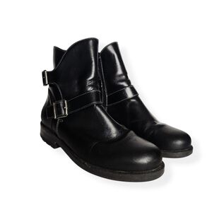 Taos Women's Outlaw Black Leather Moto Ankle Boots Booties Size 40 9